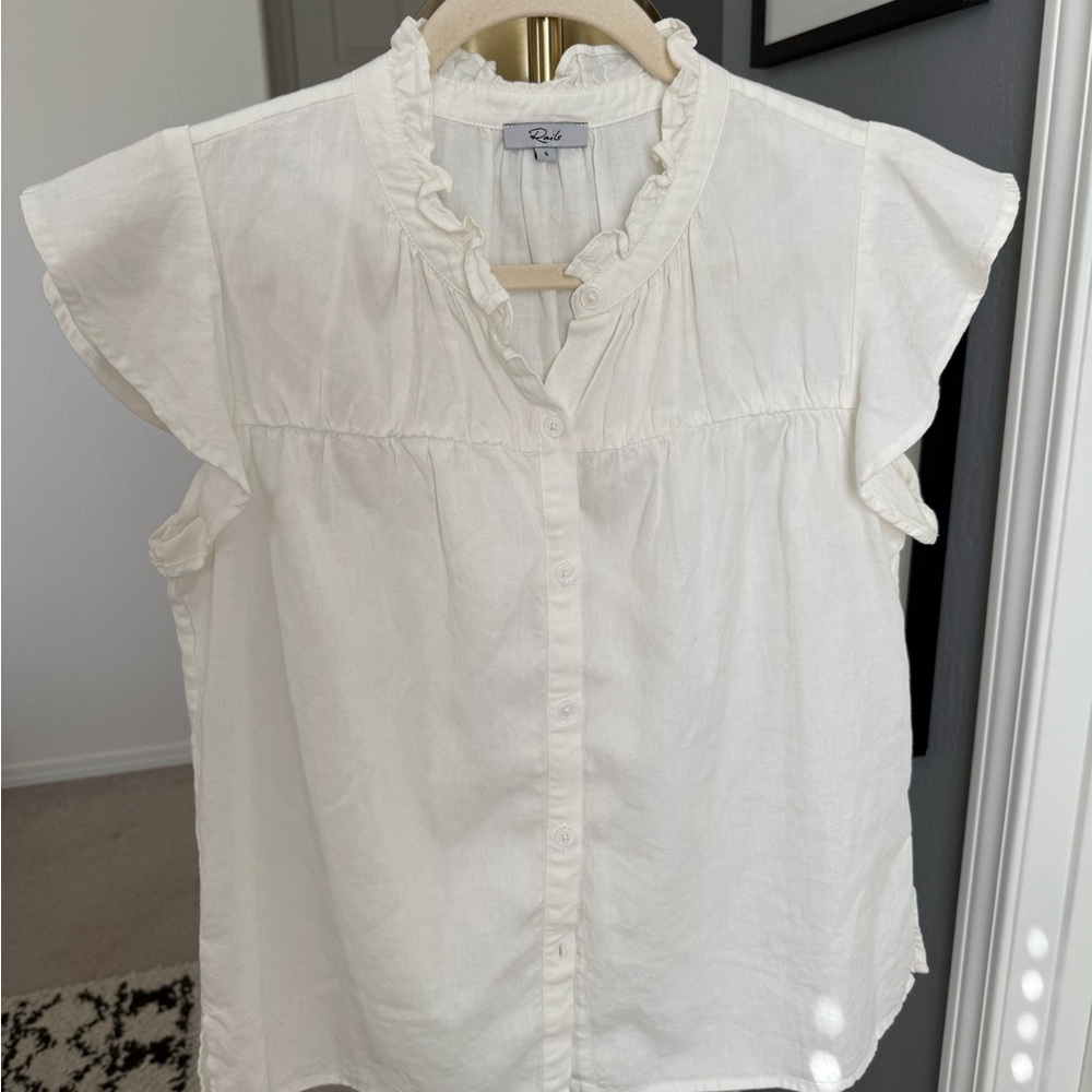 Rails White Ruffle Sleeve Blouse